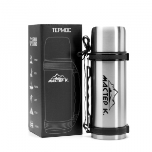 Термос Мастер К «Движение», 1.2 л, 9.8?34 см, с кружкой, сохраняет тепло 18 ч, нержавеющая сталь, цвет хром