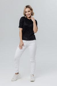 Джемпер из льна 4-289а черный люрекс