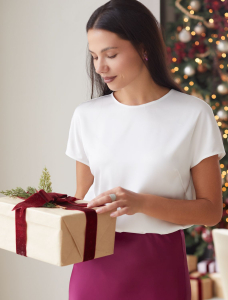 Блузка из сатина с коротким рукавом