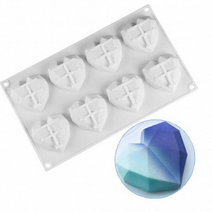 Форма для муссовых десертов Сердце оригами 8 ячеек, Silikolove