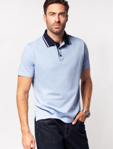 Футболка-поло из трикотажа пике с эластаном