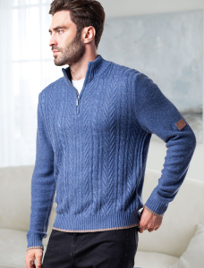 Свитер фактурной крупной вязки с металлической молнией