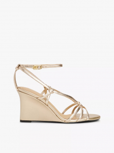 Metallic Leather Wedge Sandal