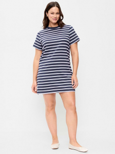 Vintage Crew-Neck Mini T-Shirt Dress