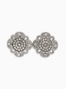 Зажим для кардигана «Ажур», цвет белый в серебре