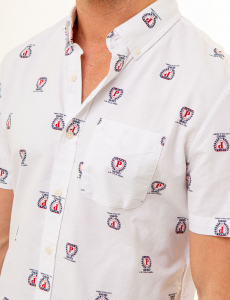 ALL OVER CREST PRINT OXFORD SHORT SLEEVE SHIRT