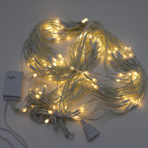Сетка светодиодная крупный диод 192 LED  2*2 м белый провод тёпло-белая