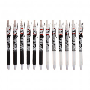 Ручка гелевая автоматическая чёрная «Аниме», с резиновым держателем, черно-белый корпус, МИКС