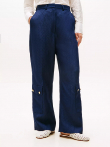 Silk and Linen Gold Button Cargo Pant