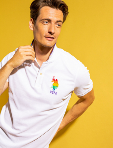 PRIDE RAINBOW TRIM PIQUE POLO SHIRT