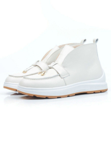 01-5281-2 WHITE Ботинки демисезонные женские (натуральная кожа, байка)
