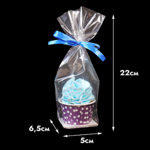 Пакет прозрачный с жестким дном, 5*6,5 см, высота 22 см