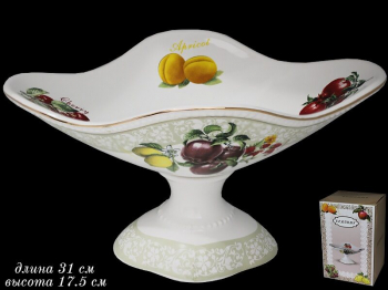 110346 Фруктовница на ножке 31см  ФРУКТЫ в под.уп.(х6)