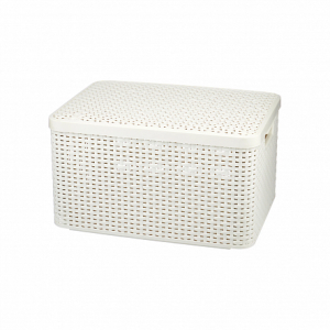 Корзина RATTAN STYLE BOX L 30л+крышка кремовая