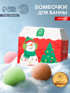 Бомбочки для ванны в домике «Снеговик», набор 6 шт. ? 40 г, URAL LAB