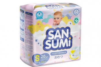 Подгузники, размер S (3-6 kg) «Sansumi», 470 г