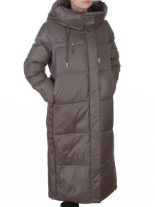 8310 GRAY/BROWN Пальто зимнее женское (200 гр. холлофайбер)