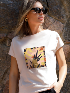 Футболка из хлопкового облегченного полотна с авторским принтом