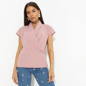 Блуза с драпировкой на запах, На пике изящества (розовая)