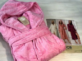 Халат женский с капюшоном EFOR размер L/XL PEMBE  розовый  BR-0181/03