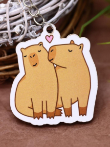 Брелок ECO из дерева «Capybara love»