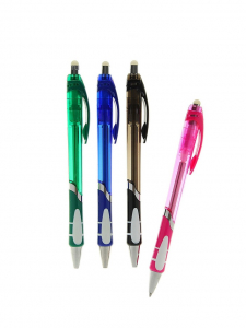 Ручка шариковая со стираемыми чернилами, линия 0.8 мм, автоматическая, стержень синий, корпус тонированный с резиновым держателем