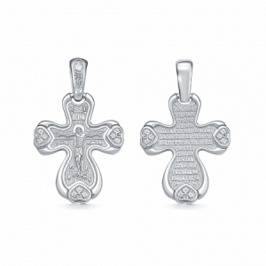 Крест из серебра литье белый