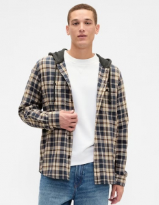 Hooded Flannel Shirt in Standard Fit