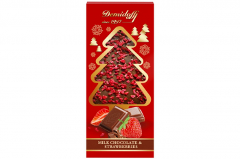 Шоколад молочный с добавлением кусочков сушеной клубники ЕЛОЧКА (10шт/кор)