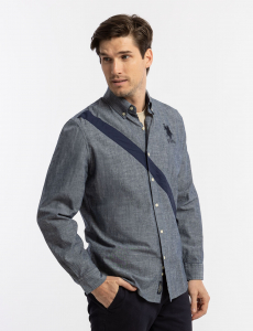 DIAGONAL SOLID CANVAS LONG SLEEVE SHIRT