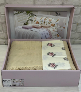 КПБ EFOR COTTONI с вафельным покрывалом 160*220, бежевый (АС-03)