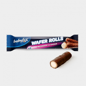 «BabyFox», трубочки Wafer Rolls с молочной начинкой, 16 г (упаковка 26 шт)