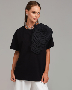 Футболка с цветком жабо FC002