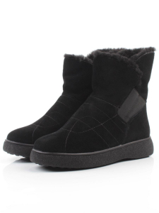04-PAL272-1Z BLACK Ботинки зимние женские (натуральная замша, 100% шерсть, натуральный мех)