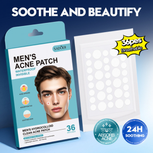 Гидроколлоидные пластыри от прыщей для мужчин SADOER Mens Acne Patch, 36 шт