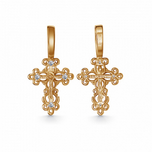 Крест из серебра литье с фианитом позолота