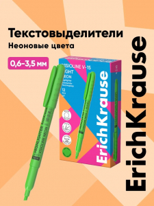 Маркер текстовыделитель ErichKrause V-15, зелёный