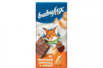 «BabyFox», молочный шоколад с арахисом, 90 г