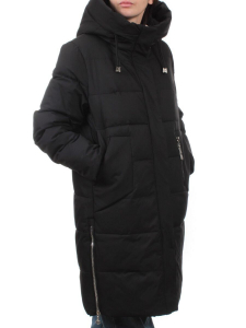 7715 BLACK Пальто зимнее женское (200 гр. холлофайбер)