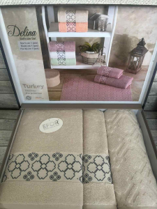 Набор полотенец EFOR из 3-х предметов (50*70;50*90;70*140) DELINA бежевый (bej)