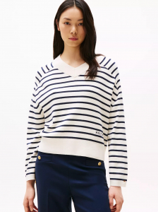 Mini-Stripe V-Neck Sweater