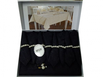 Скатерть EFOR GRANITO 160*220  8 салф ранер (черный)