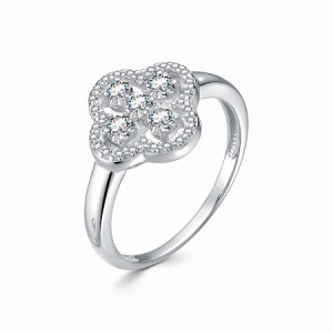 Кольцо с фианитом родированное серебро 925*