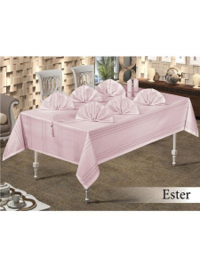 Скатерть EFOR ESTER 160*220  8 салф ранер пудровый PUDRA