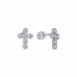 Серьги с фианитом родированные серебро 925*