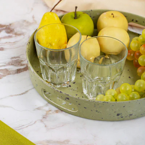 Поднос круглый STONE зеленый 30см