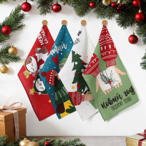 Набор кухонный полотенец «Доляна» Время теплых объятий 35?60 см-4 штуки, 100% хлопок, 160 г/м?