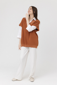 Жилет из льна 7-35 красная глина