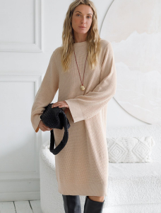 Платье фактурной вязки из хлопка с кашемиром