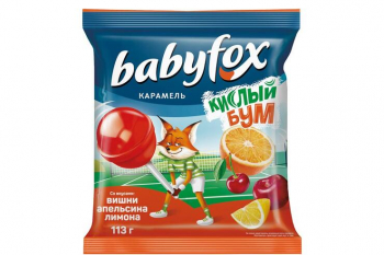 «BabyFox», карамель на палочке «Кислый бум», 113 г